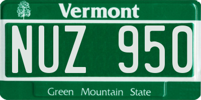 VT license plate NUZ950