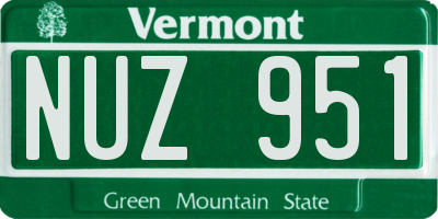 VT license plate NUZ951