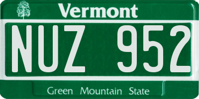 VT license plate NUZ952
