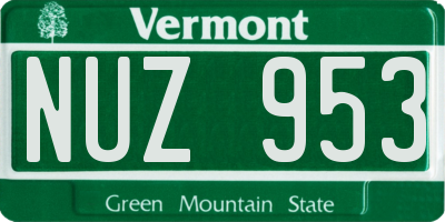 VT license plate NUZ953