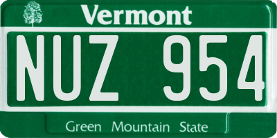 VT license plate NUZ954