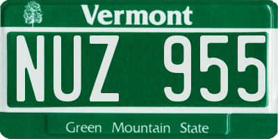 VT license plate NUZ955
