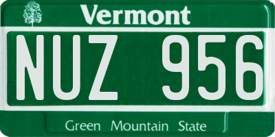 VT license plate NUZ956