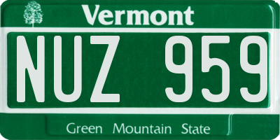 VT license plate NUZ959