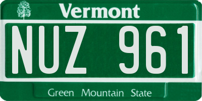 VT license plate NUZ961