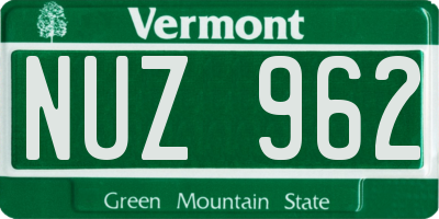 VT license plate NUZ962