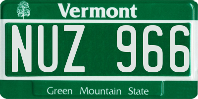 VT license plate NUZ966