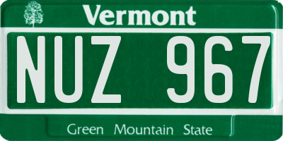 VT license plate NUZ967