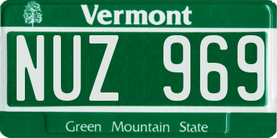VT license plate NUZ969
