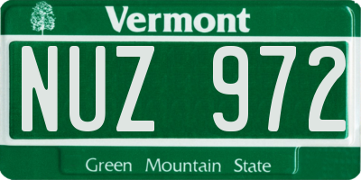 VT license plate NUZ972