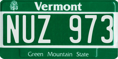 VT license plate NUZ973