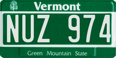 VT license plate NUZ974