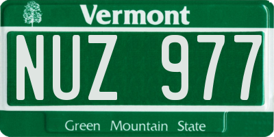 VT license plate NUZ977