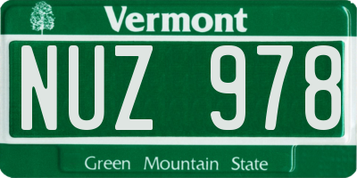 VT license plate NUZ978