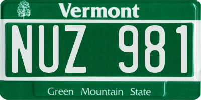 VT license plate NUZ981