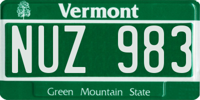 VT license plate NUZ983