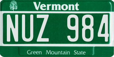 VT license plate NUZ984