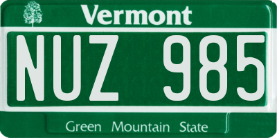 VT license plate NUZ985