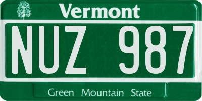VT license plate NUZ987