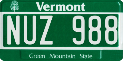 VT license plate NUZ988