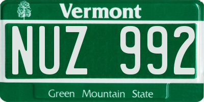 VT license plate NUZ992