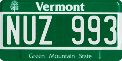 VT license plate NUZ993
