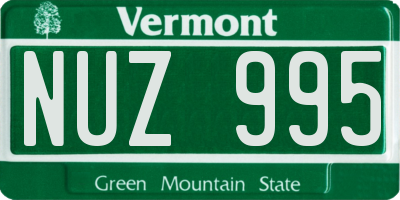 VT license plate NUZ995