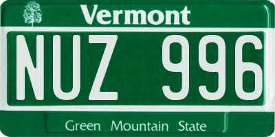 VT license plate NUZ996
