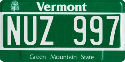 VT license plate NUZ997