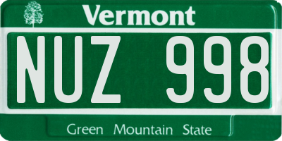 VT license plate NUZ998
