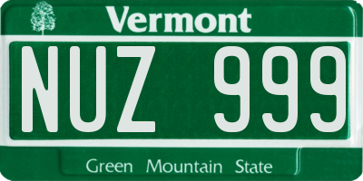VT license plate NUZ999