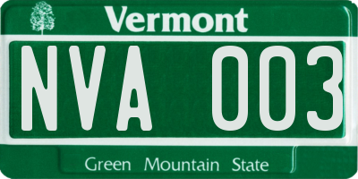VT license plate NVA003