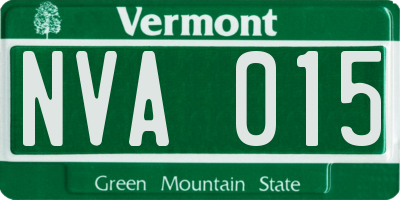 VT license plate NVA015