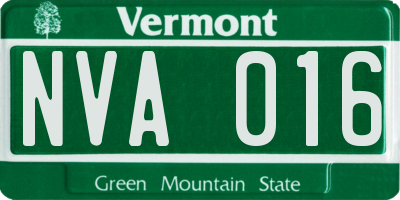 VT license plate NVA016