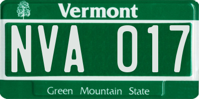 VT license plate NVA017