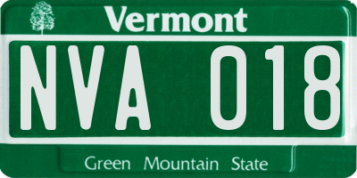 VT license plate NVA018