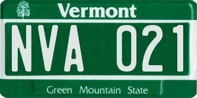 VT license plate NVA021
