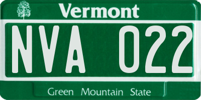 VT license plate NVA022