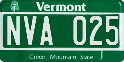 VT license plate NVA025