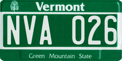 VT license plate NVA026