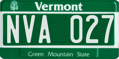 VT license plate NVA027