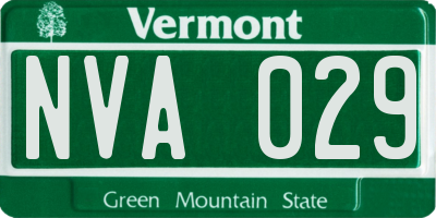 VT license plate NVA029