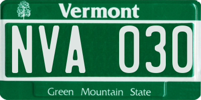 VT license plate NVA030