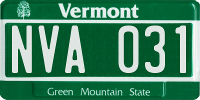 VT license plate NVA031