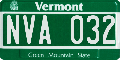 VT license plate NVA032