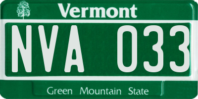VT license plate NVA033