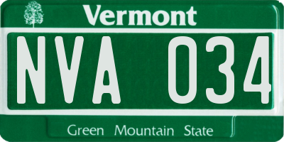 VT license plate NVA034