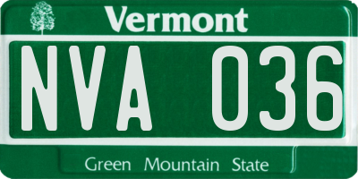 VT license plate NVA036