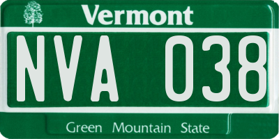 VT license plate NVA038