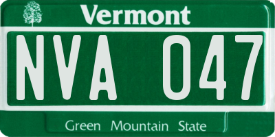 VT license plate NVA047